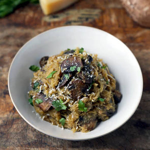 Garlic parmesan spaghetti squash with mushrooms